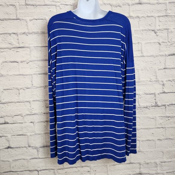 Old Navy Top Womens Size Large Boyfriend Drapey Tee Stripe - Picture 2 of 12